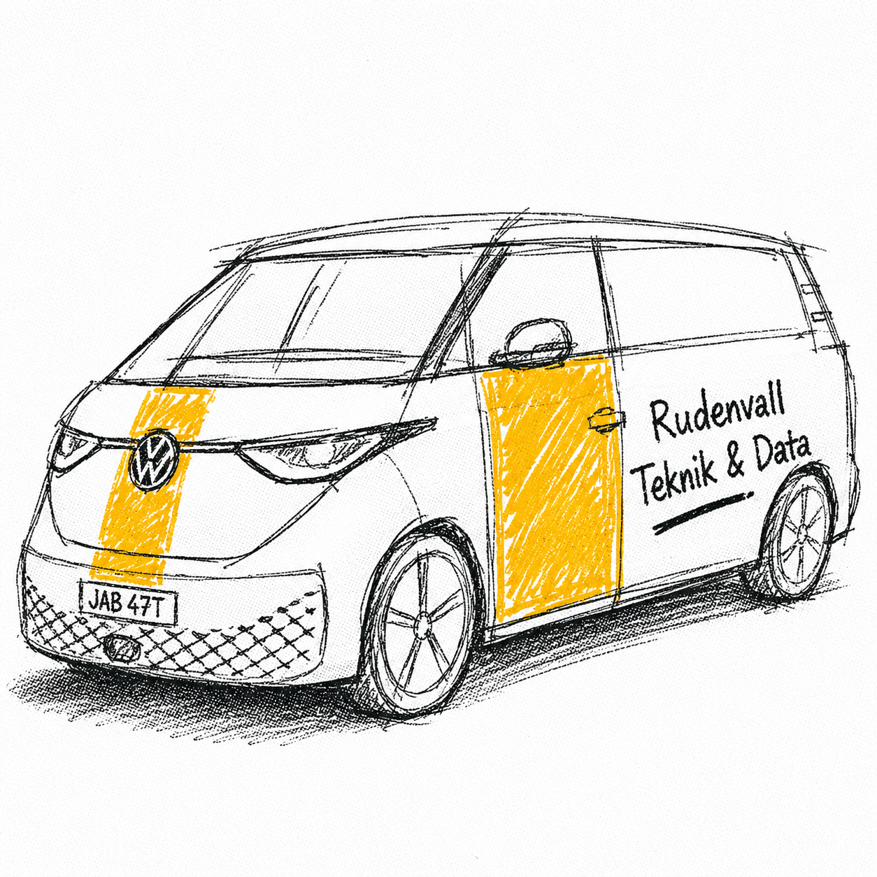 Halftoneillustration av en Volkswagen ID. Buzz