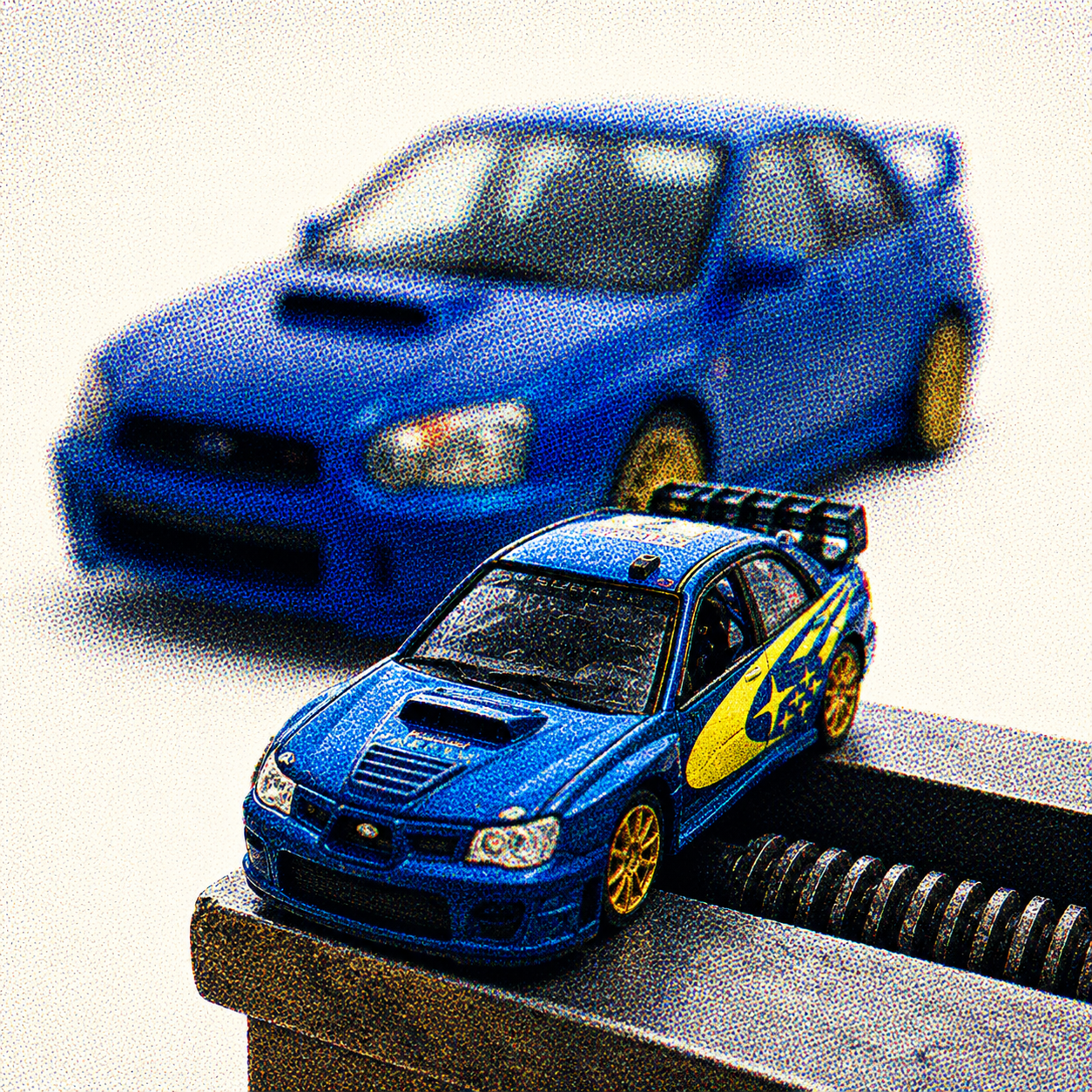 Skalmodell av Petter Solbergs Subaru WRX från Monte Carlo 2005