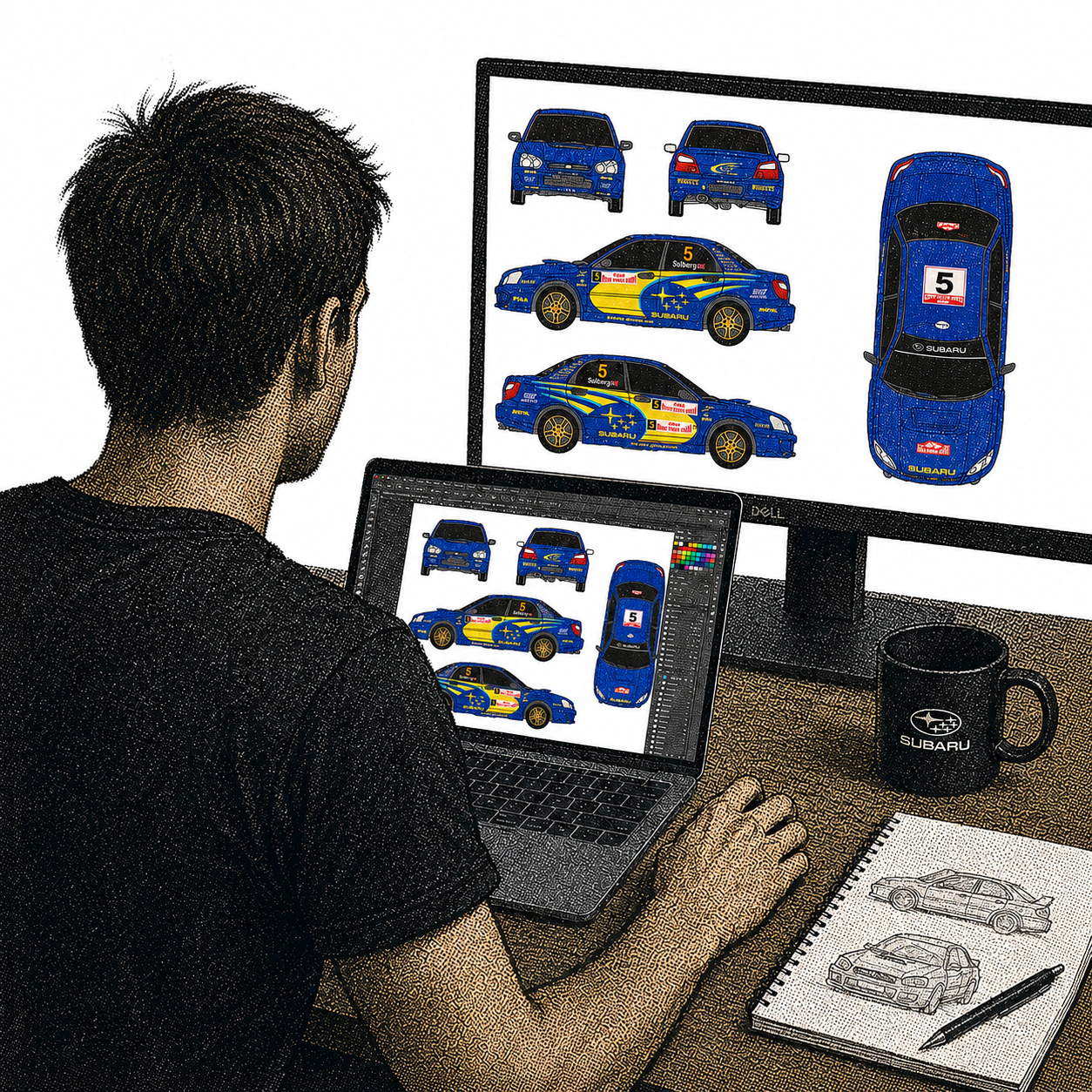 Design och anpassning av Solberg-livery för Richards WRX