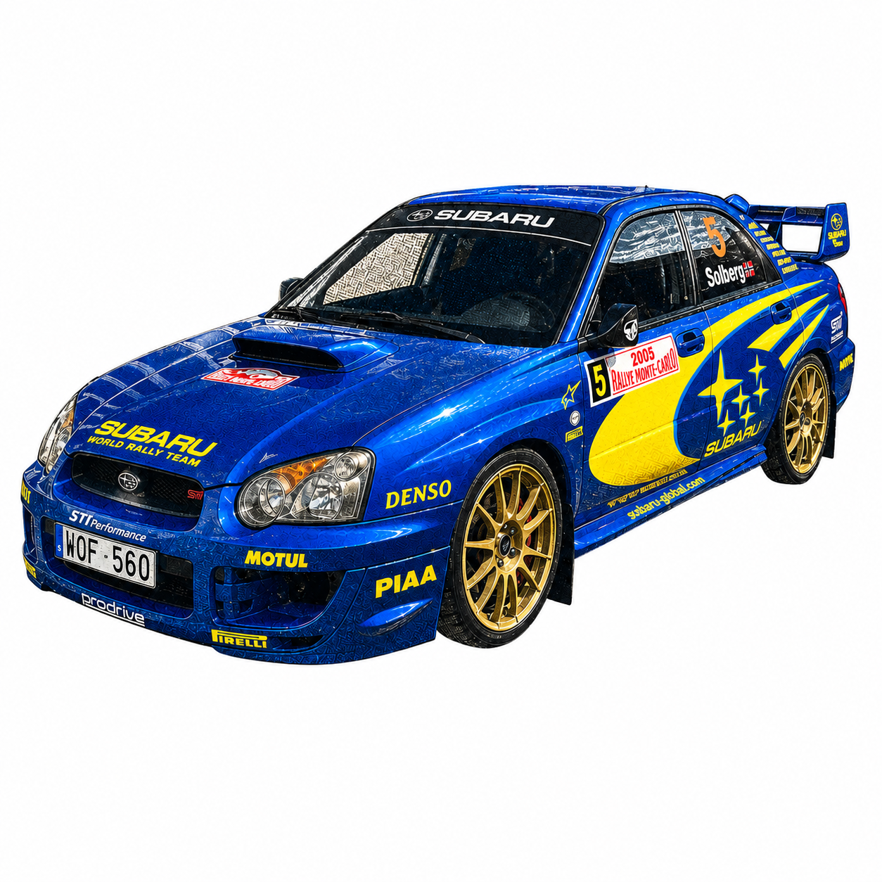 Richards färdiga Subaru WRX i Solberg-livery